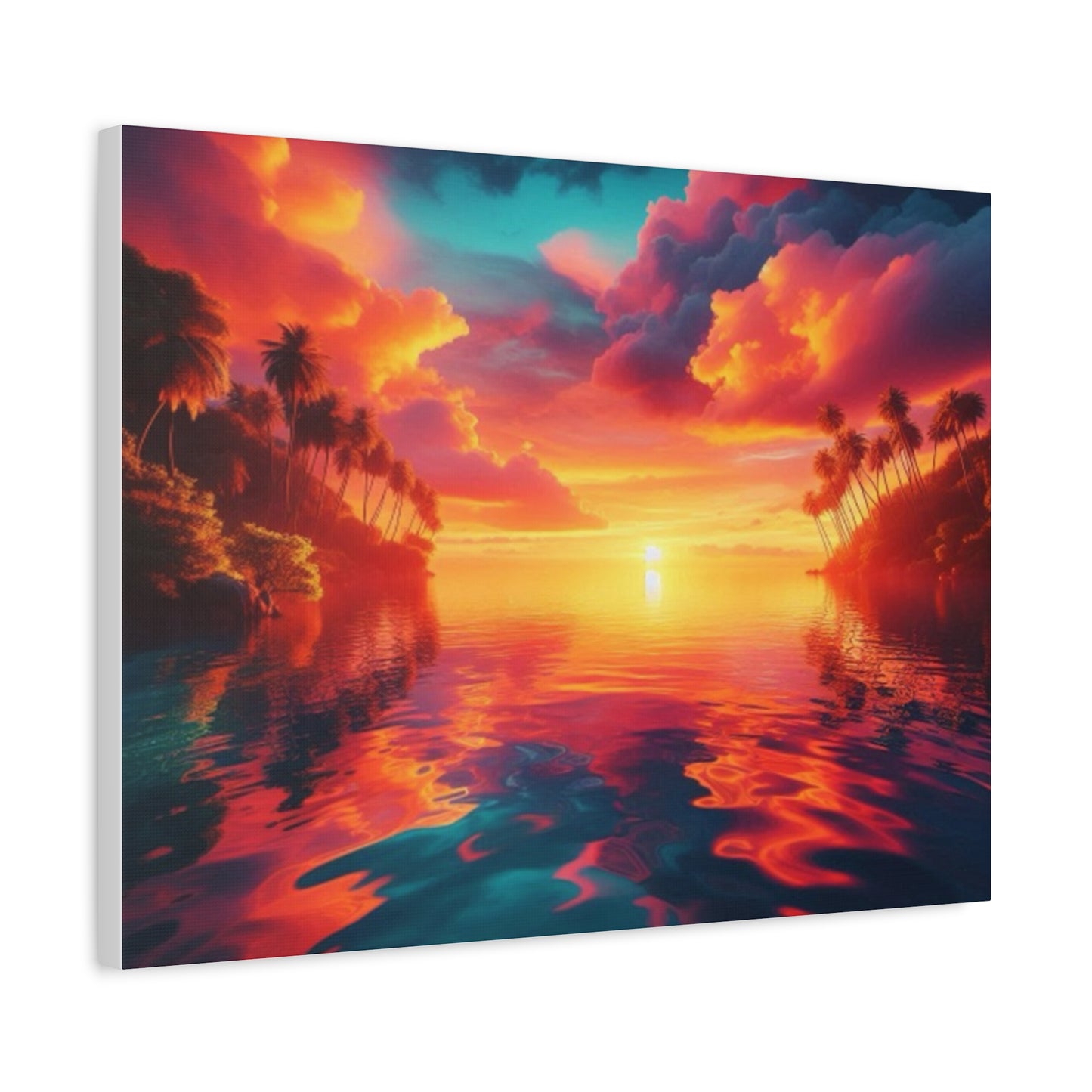 Sea Orange And Pink Tropical Sunset Canvas