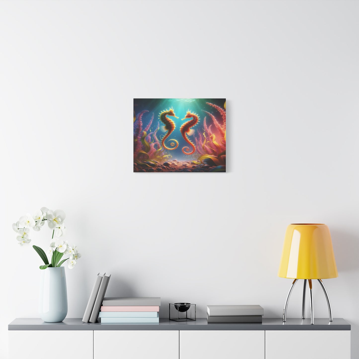 2 Seahorses In Sea Plants Canvas