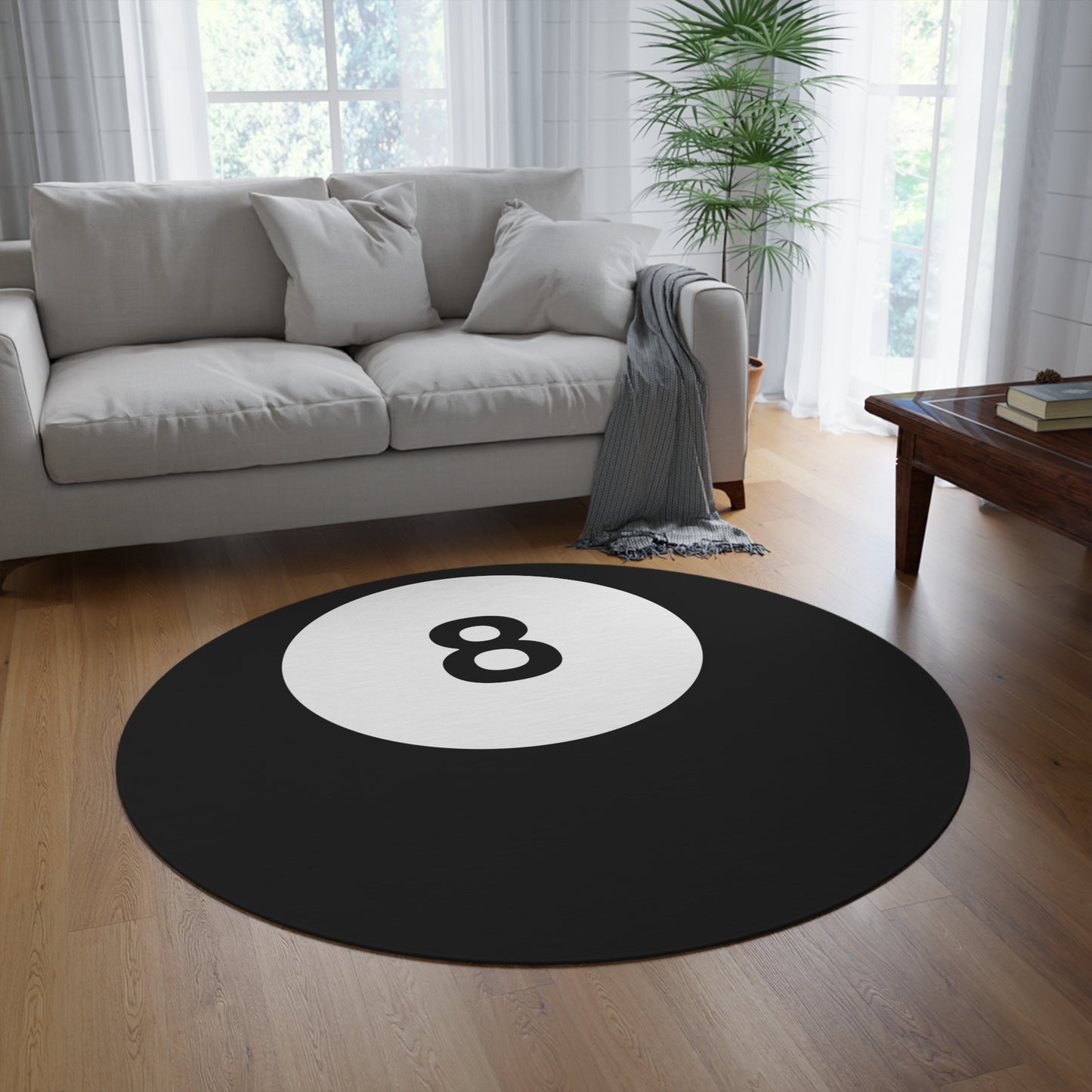 Black 8 ball rug