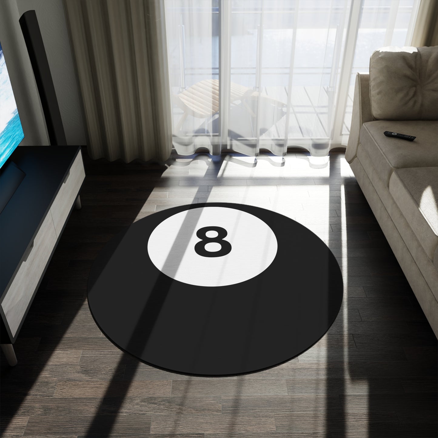 Black 8 ball rug