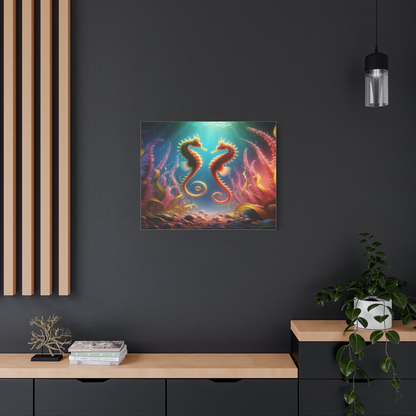 2 Seahorses In Sea Plants Canvas