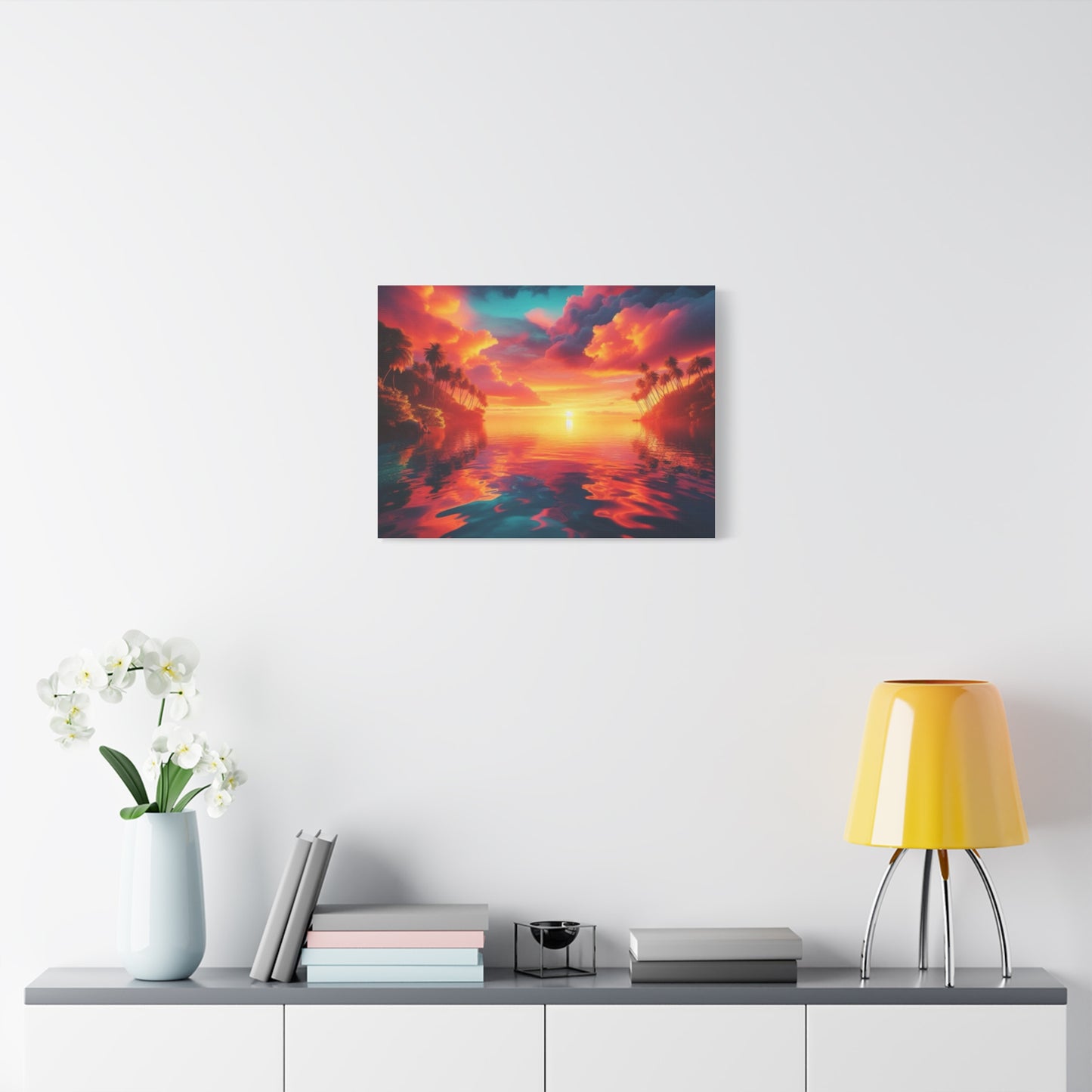Sea Orange And Pink Tropical Sunset Canvas