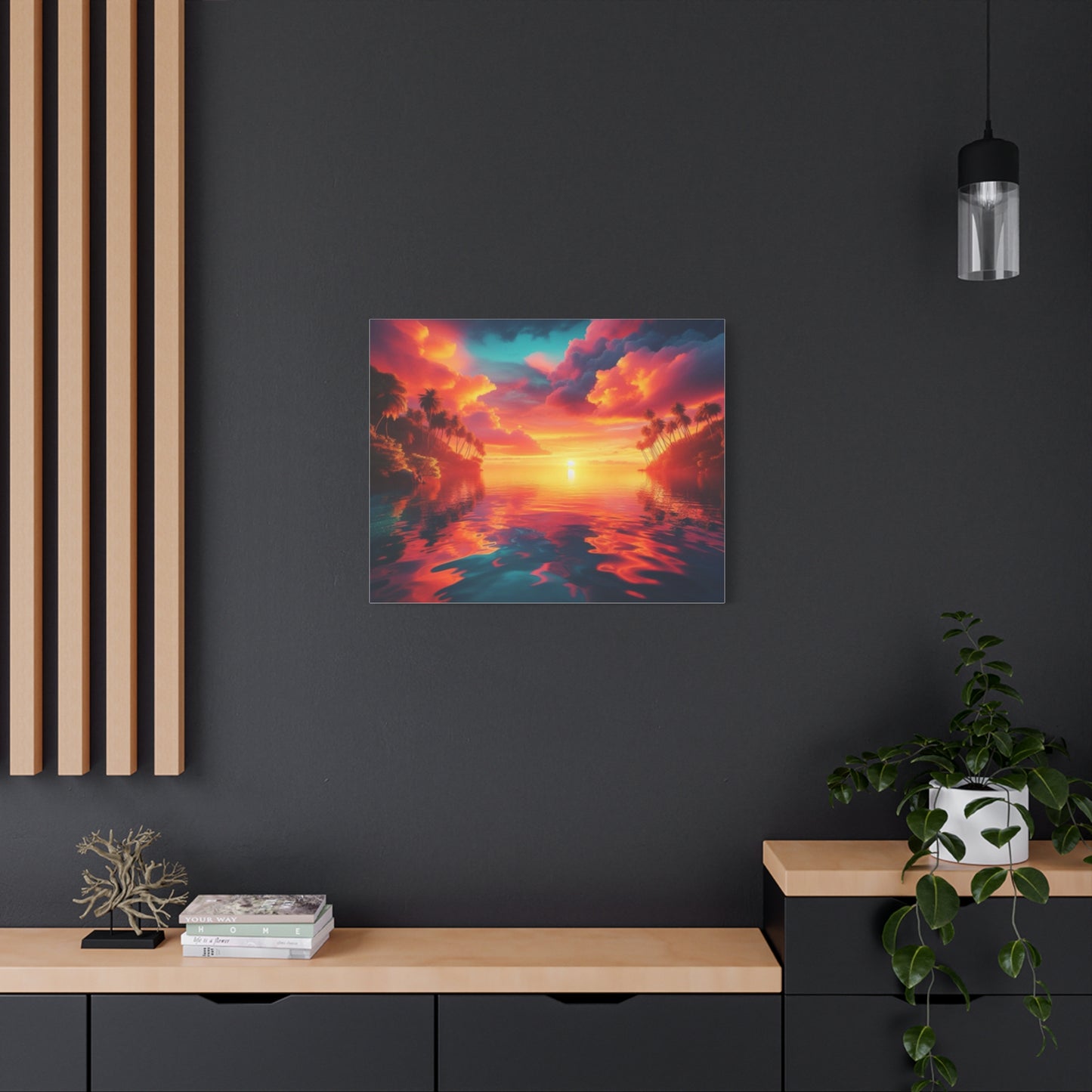 Sea Orange And Pink Tropical Sunset Canvas