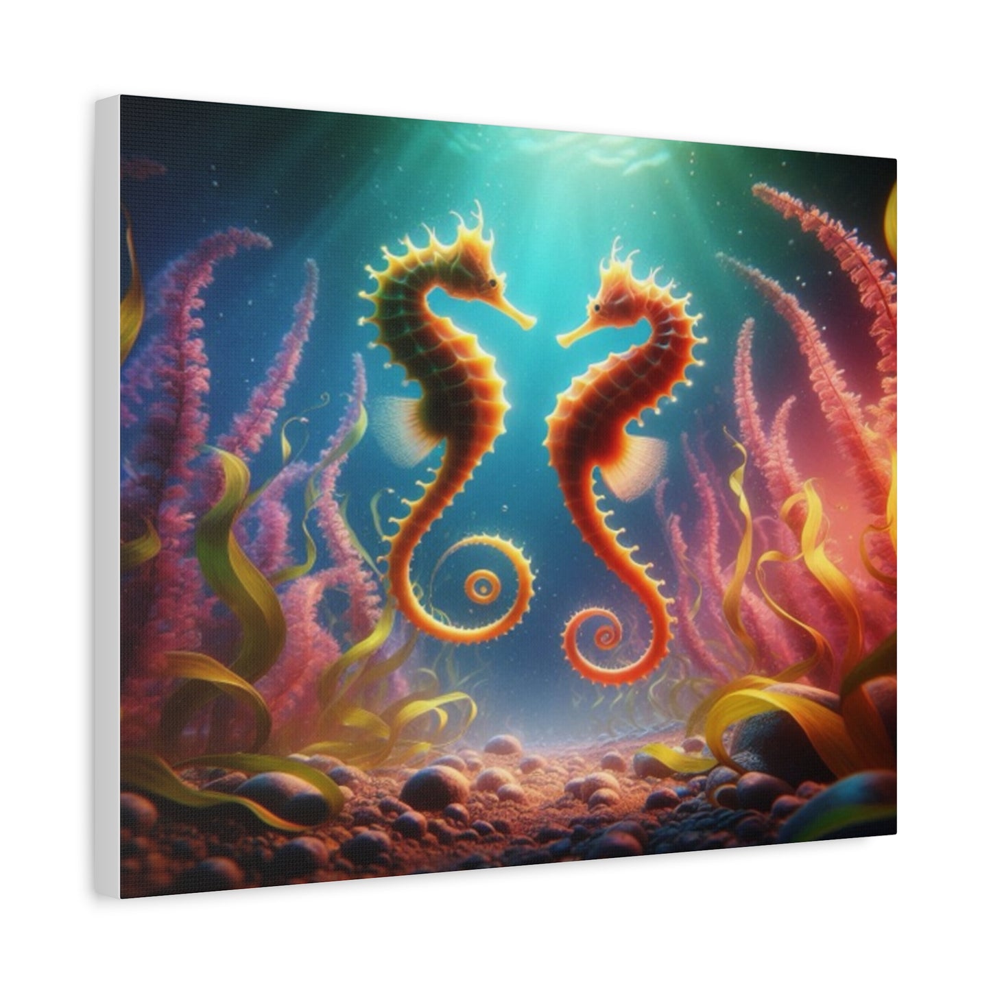 2 Seahorses In Sea Plants Canvas