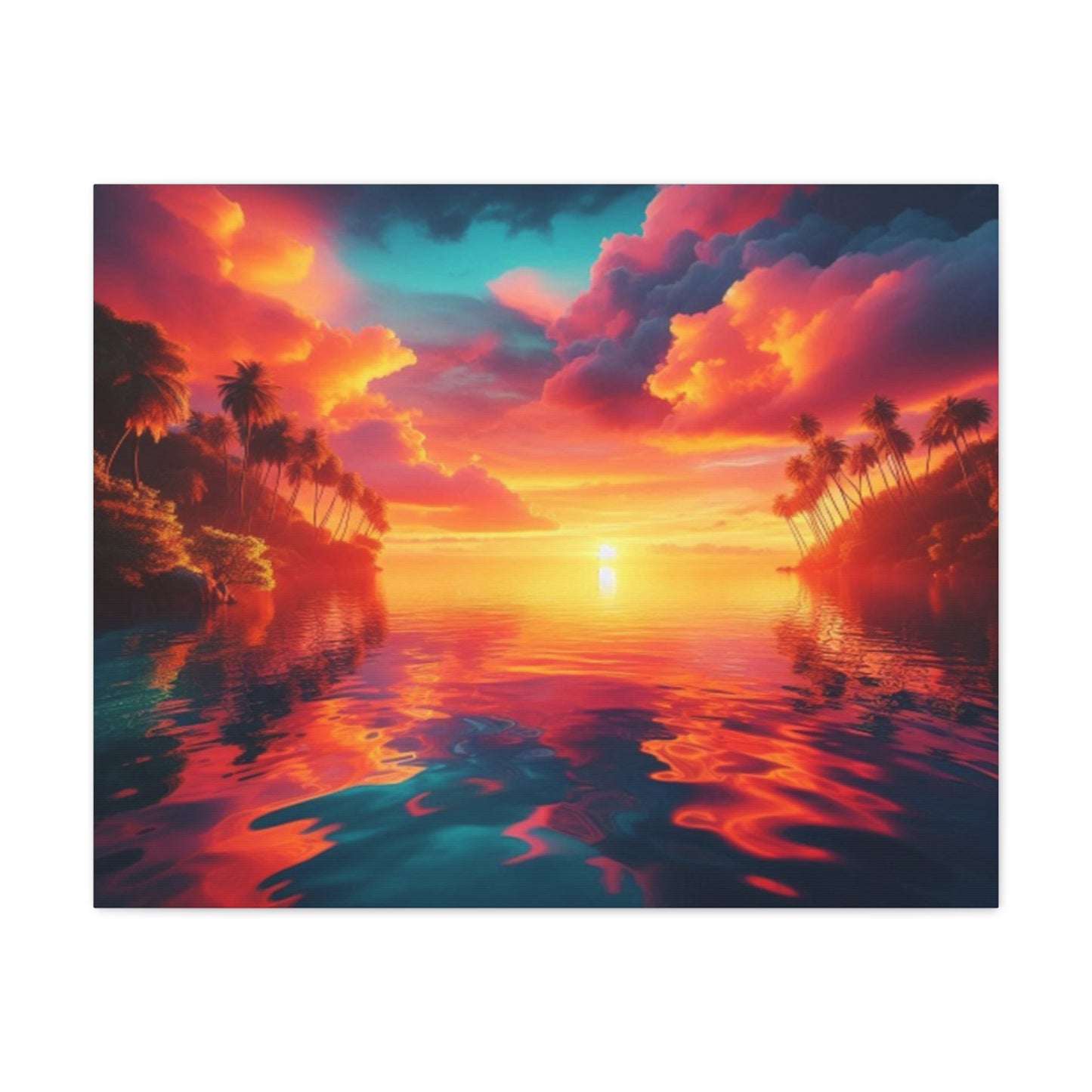 Sea Orange And Pink Tropical Sunset Canvas