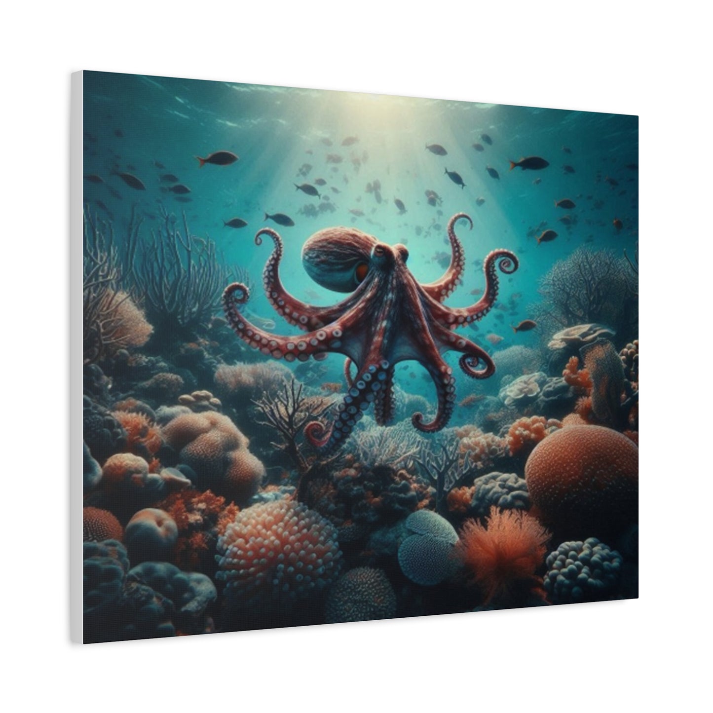 Octopus Swimming In Corals Canvas