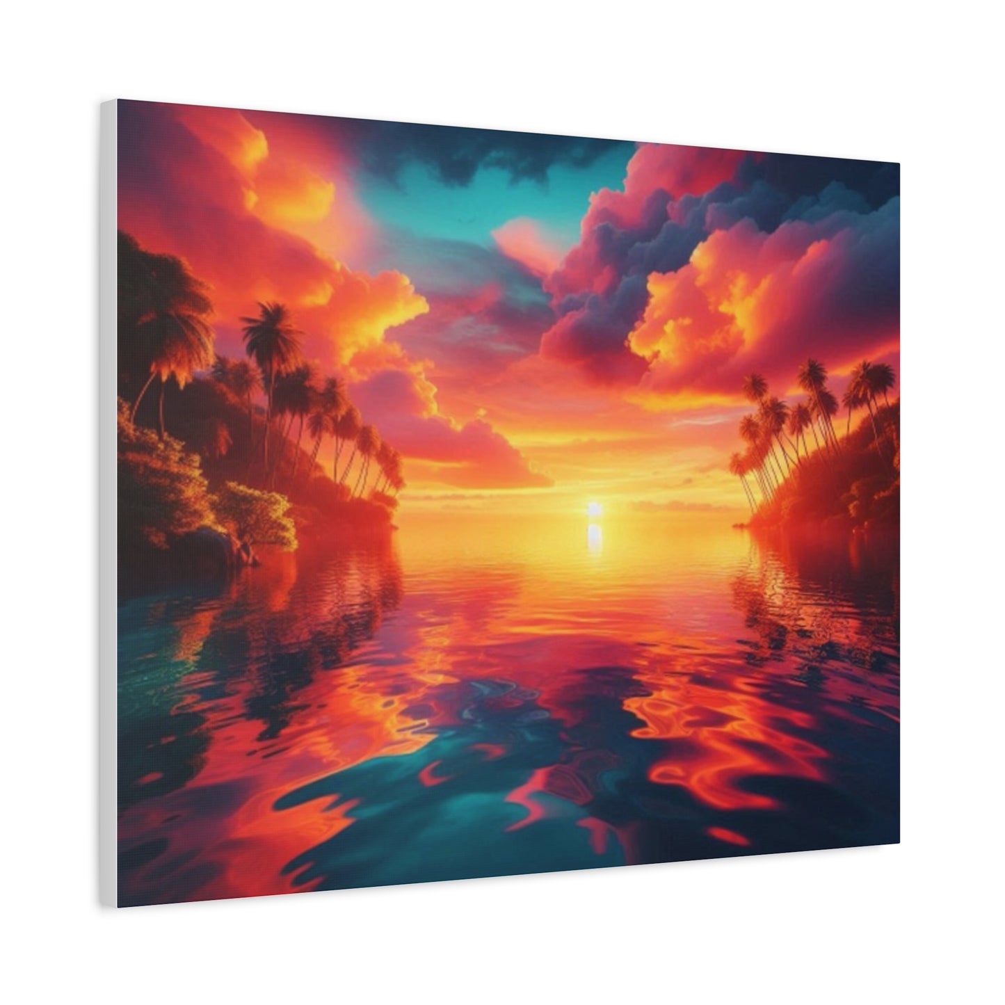 Sea Orange And Pink Tropical Sunset Canvas