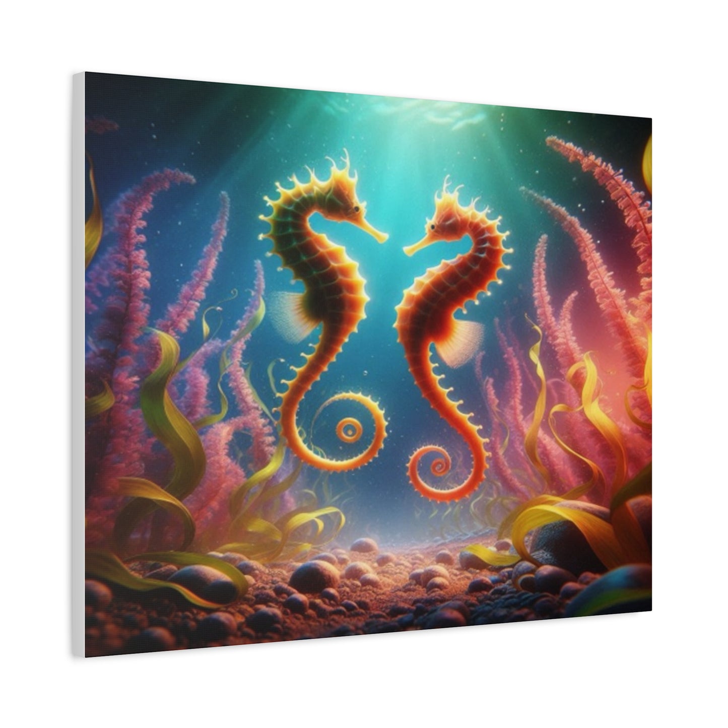 2 Seahorses In Sea Plants Canvas