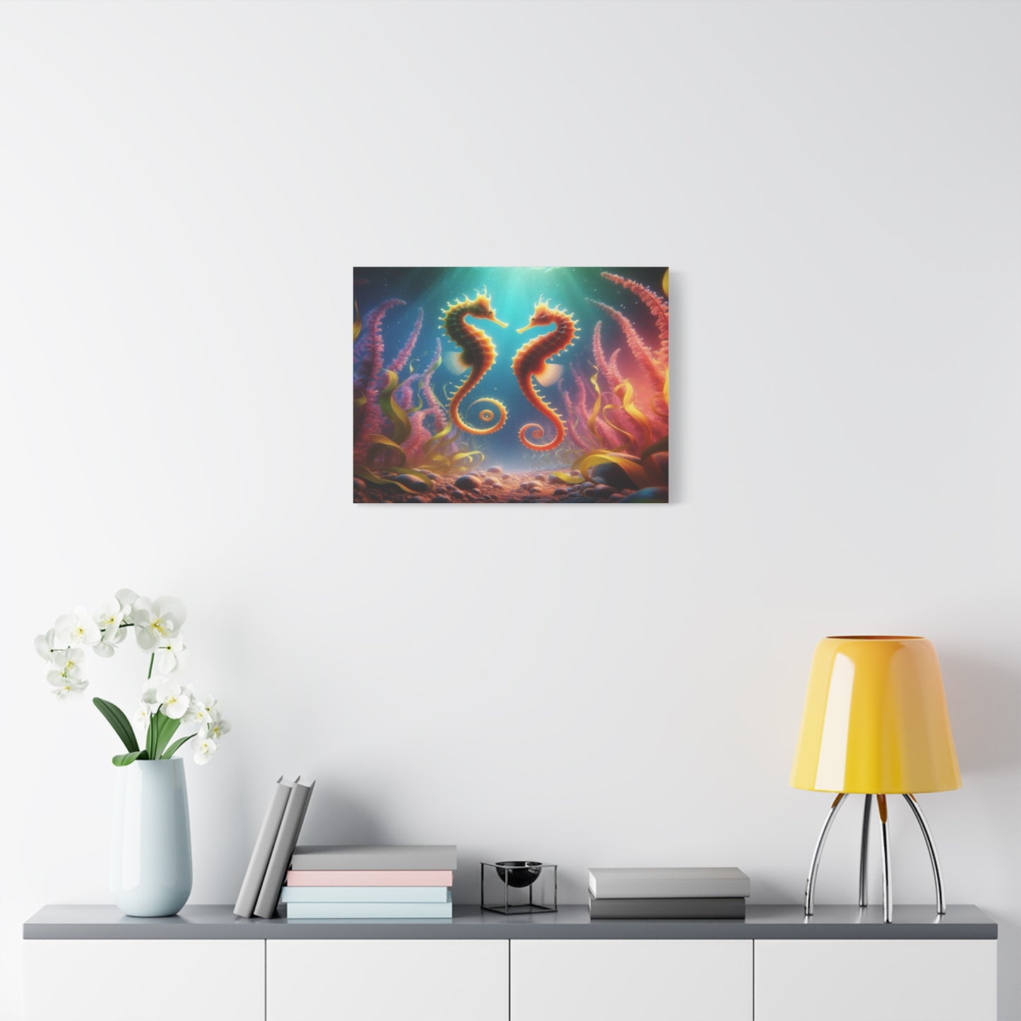 2 Seahorses In Sea Plants Canvas