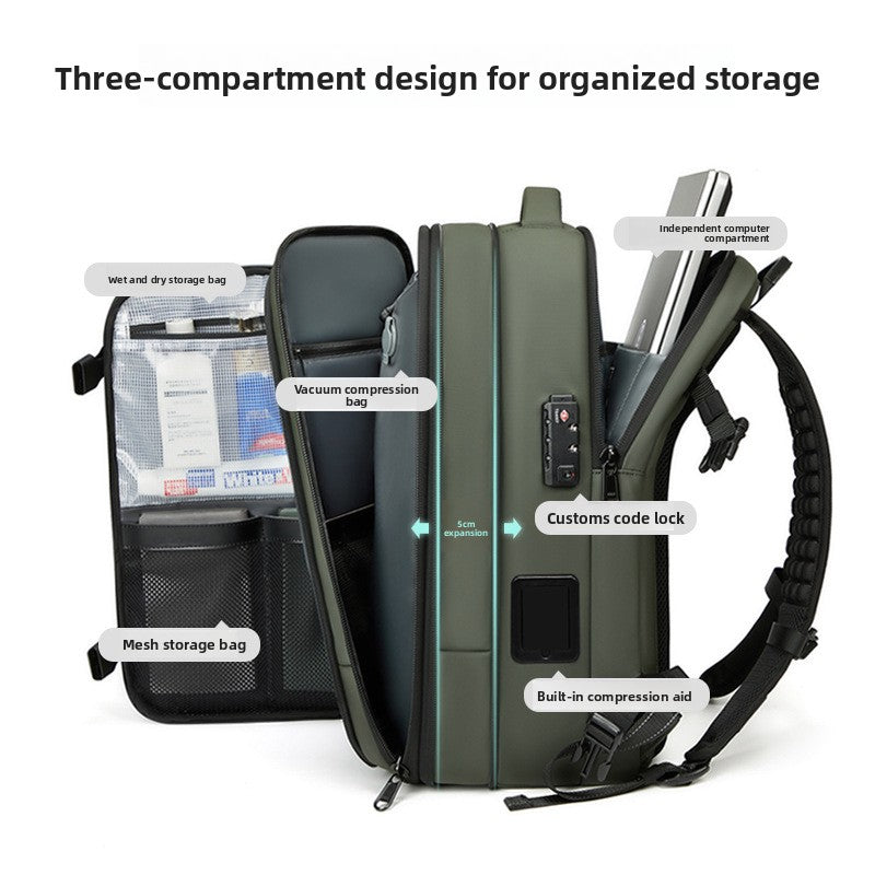 Vacuum Compression Backpack Expandable Waterproof Travel Bag