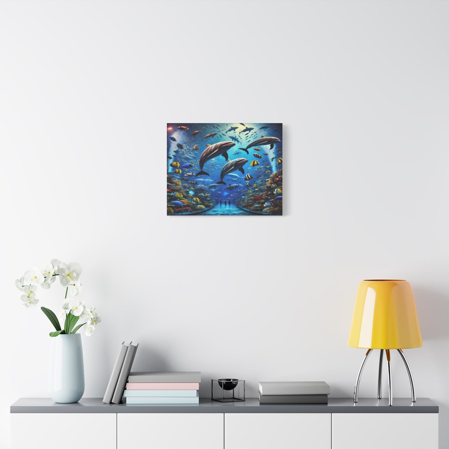 Dolphins And Vibrant Fish Canvas