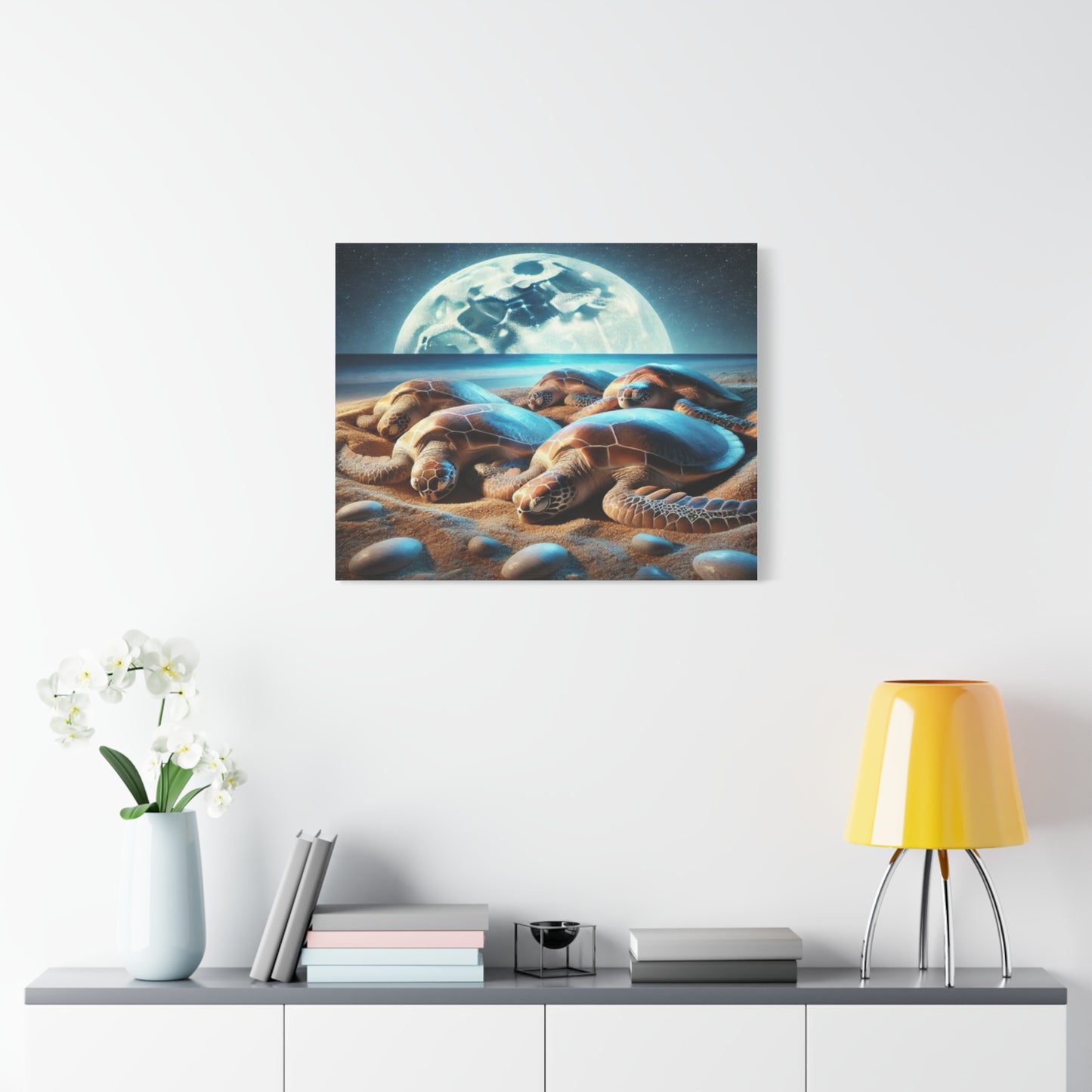 Sea turtles In Moonlight Canvas