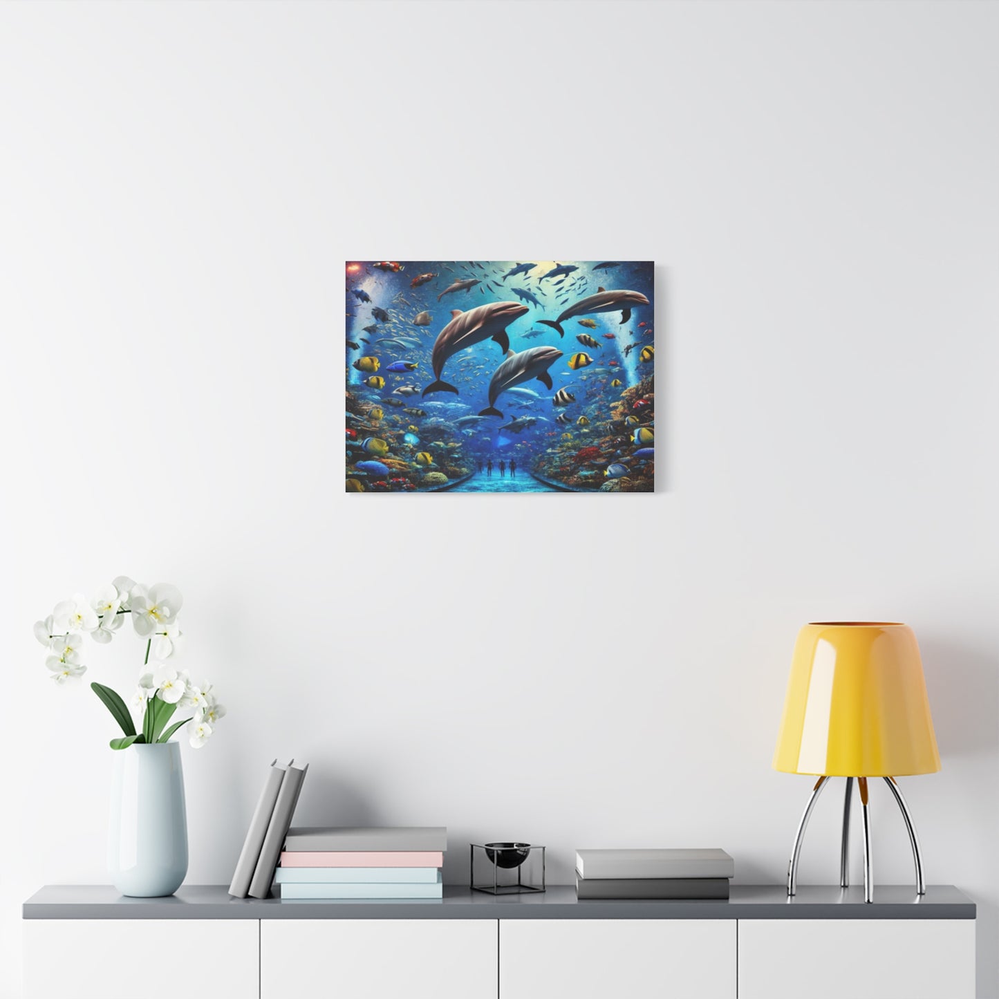 Dolphins And Vibrant Fish Canvas