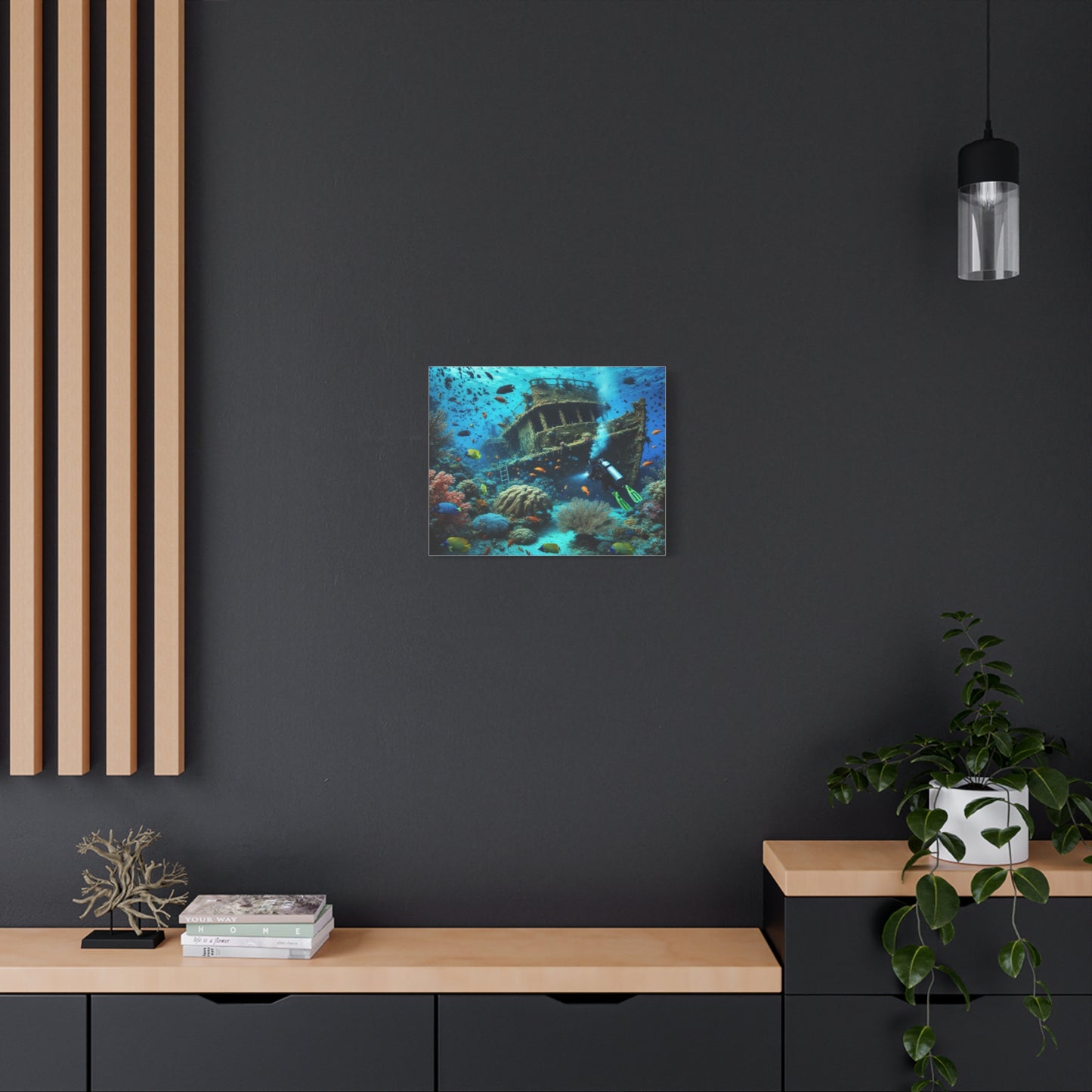Underwater Shipwreck With Colourful Fish Canvas