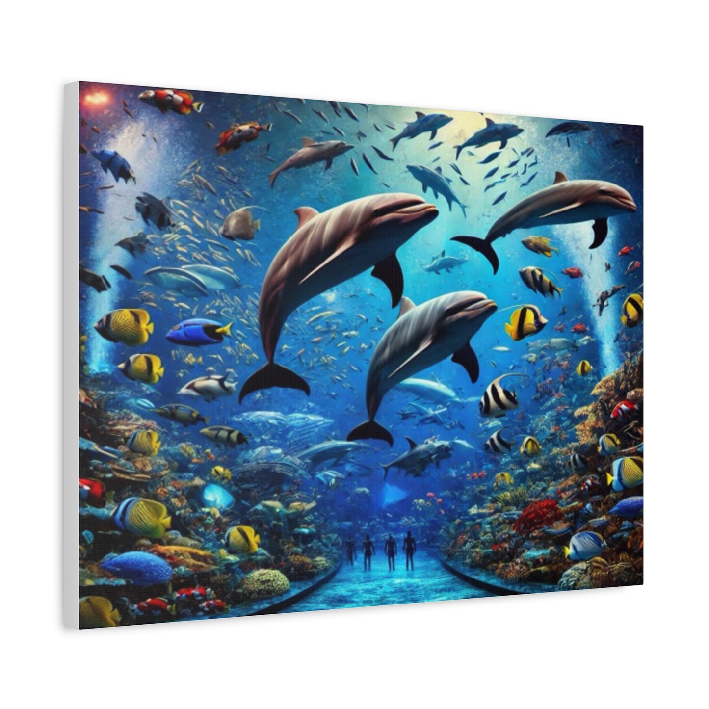 Dolphins And Vibrant Fish Canvas