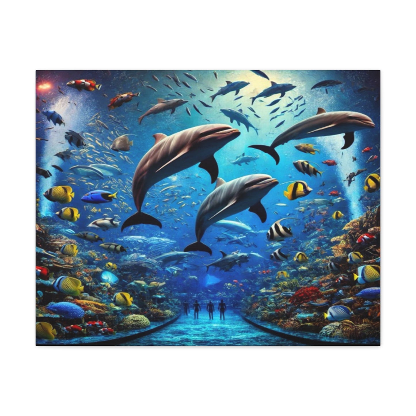Dolphins And Vibrant Fish Canvas