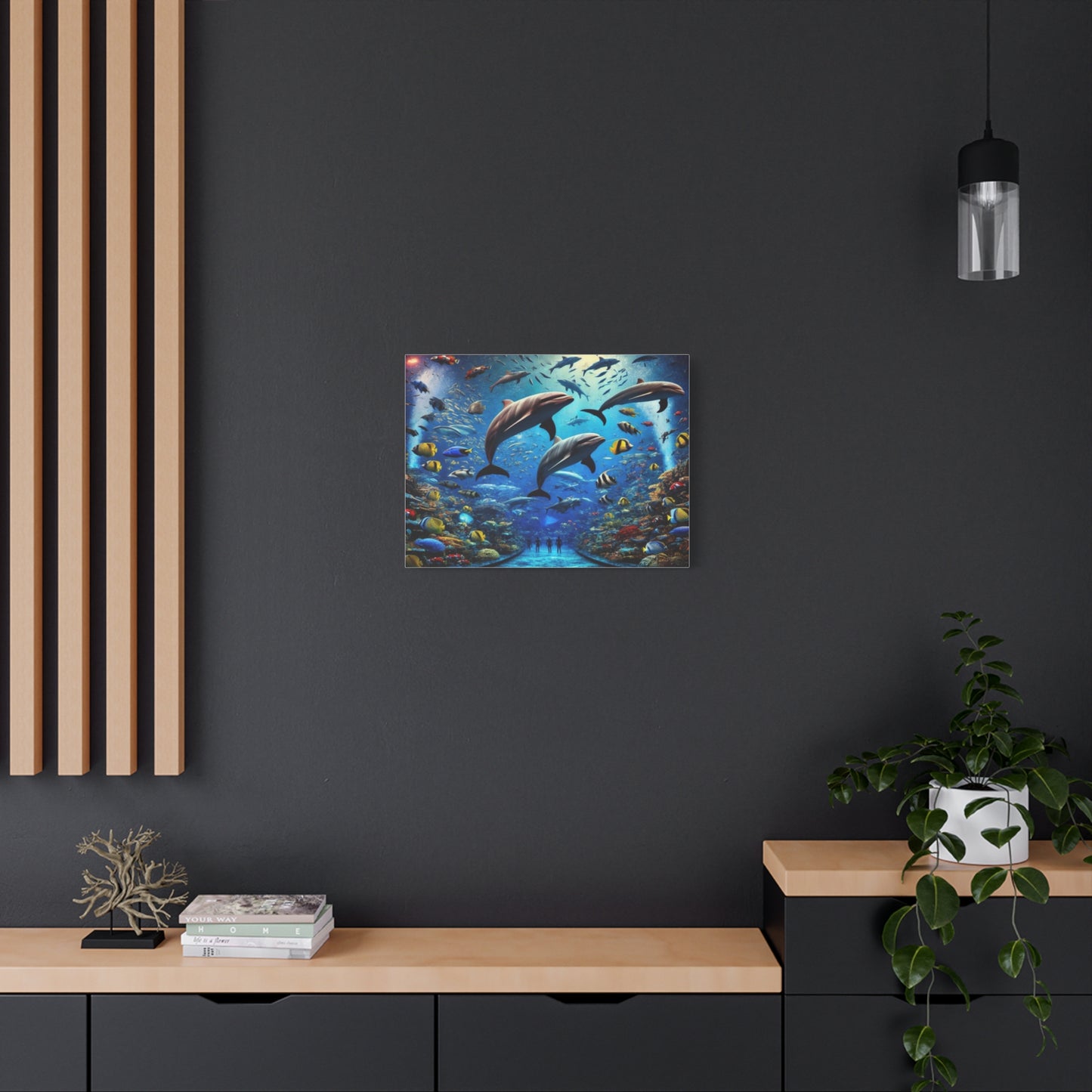 Dolphins And Vibrant Fish Canvas