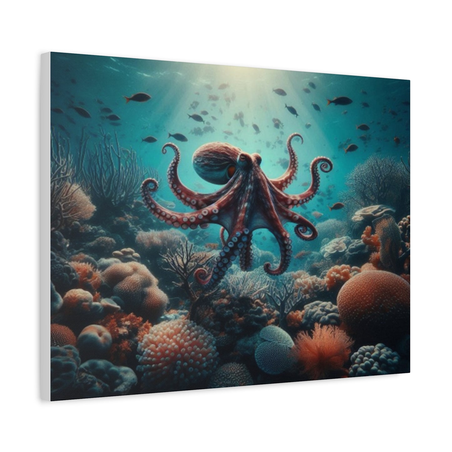 Octopus Swimming In Corals Canvas