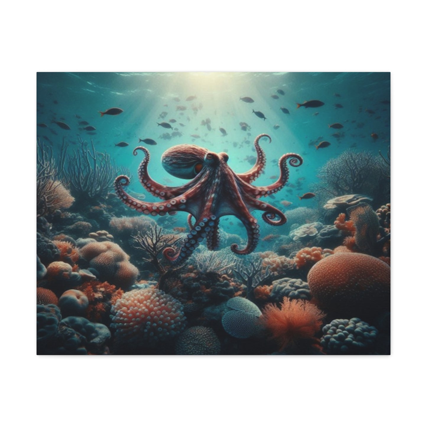 Octopus Swimming In Corals Canvas