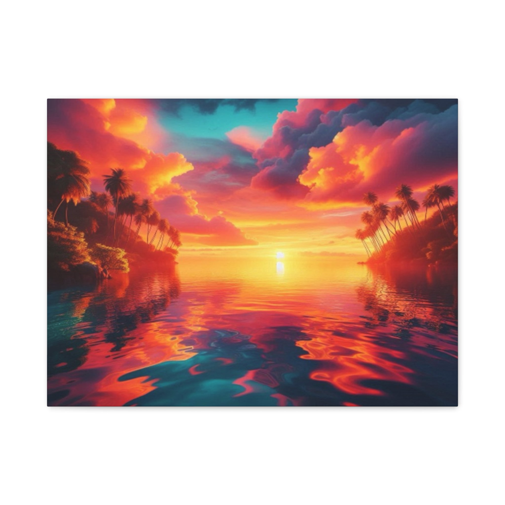 Sea Orange And Pink Tropical Sunset Canvas