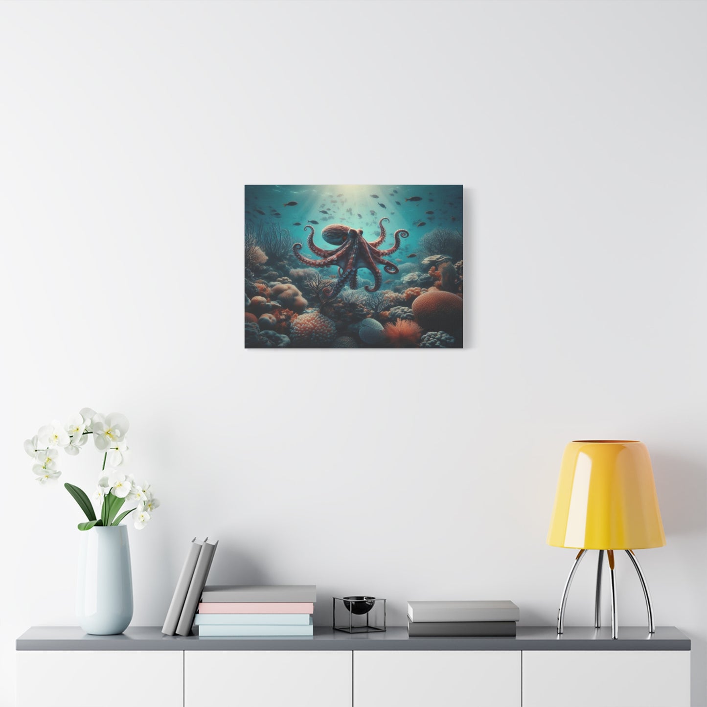 Octopus Swimming In Corals Canvas