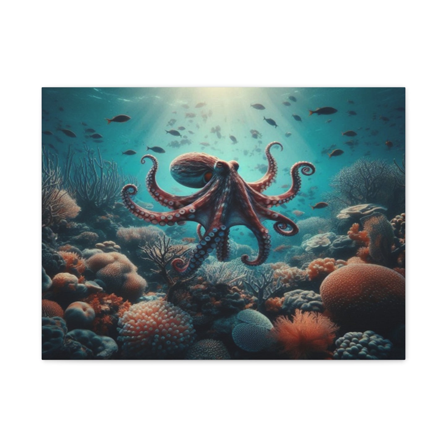 Octopus Swimming In Corals Canvas
