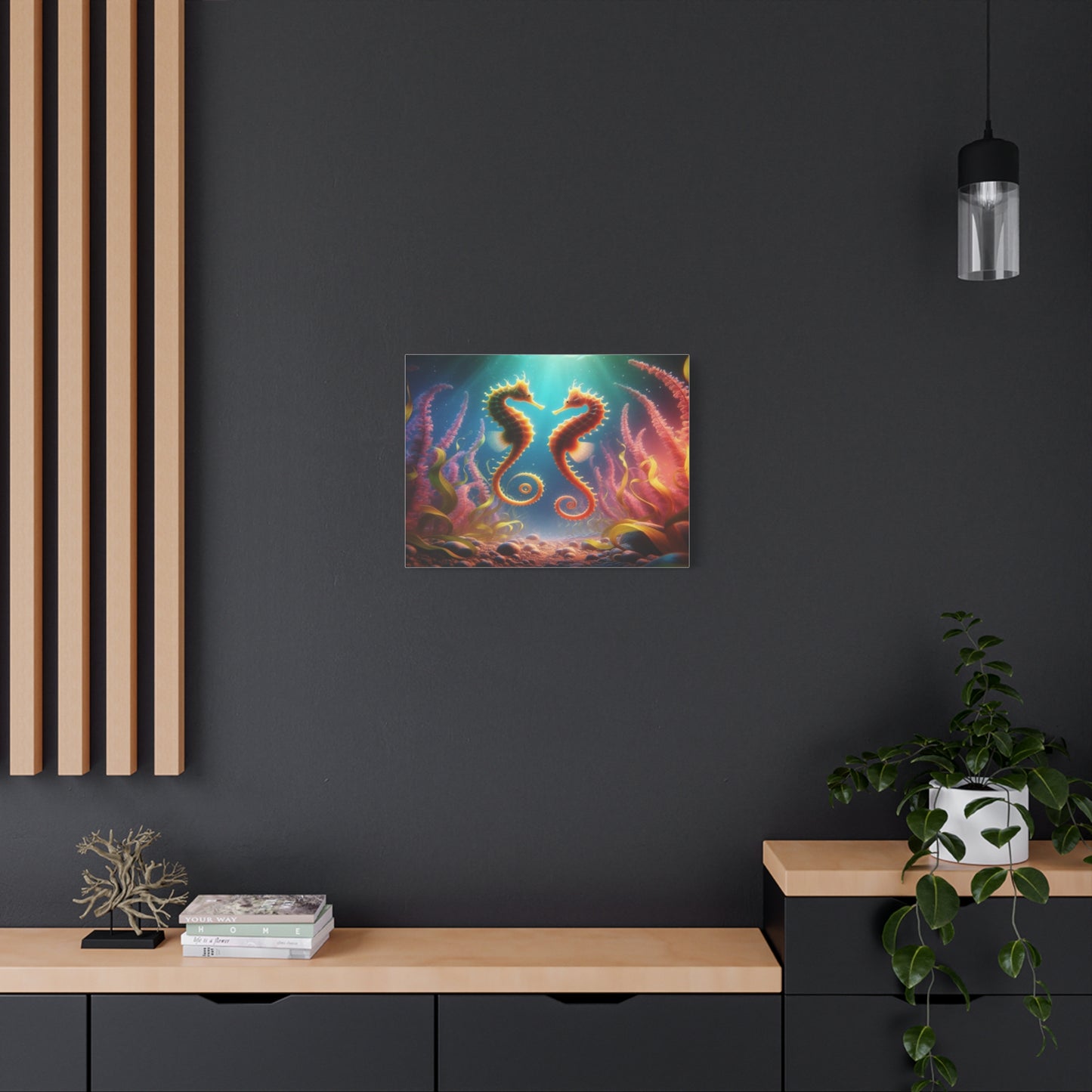 2 Seahorses In Sea Plants Canvas