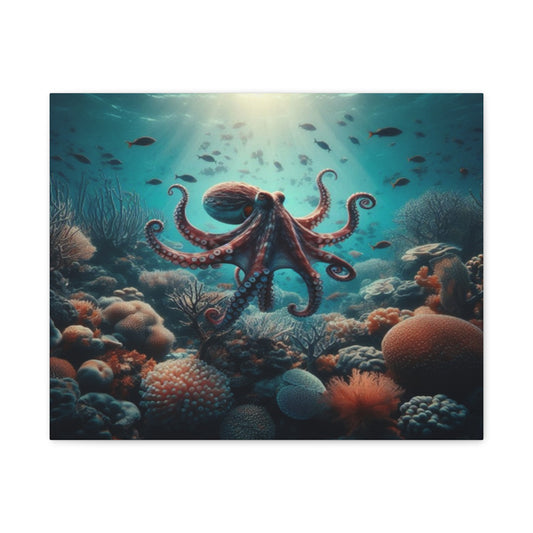 Octopus Swimming In Corals Canvas