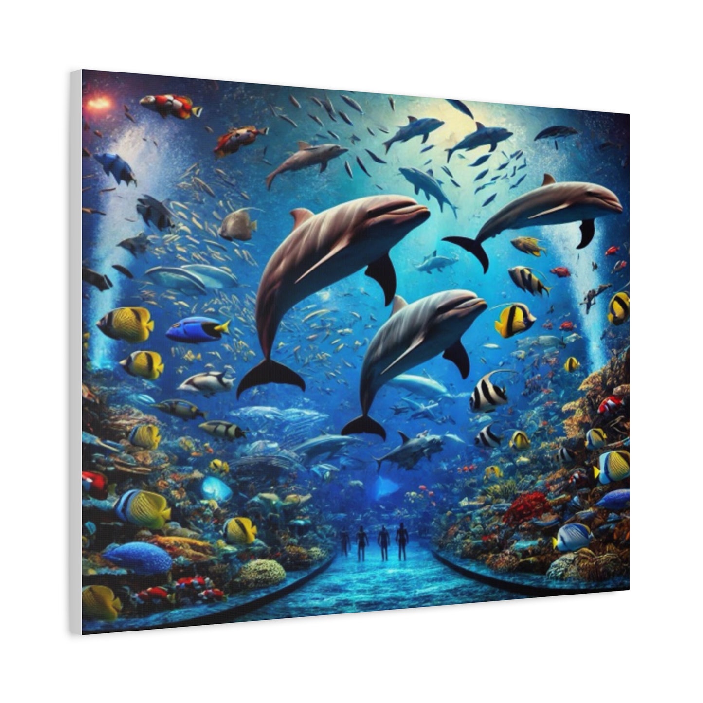 Dolphins And Vibrant Fish Canvas