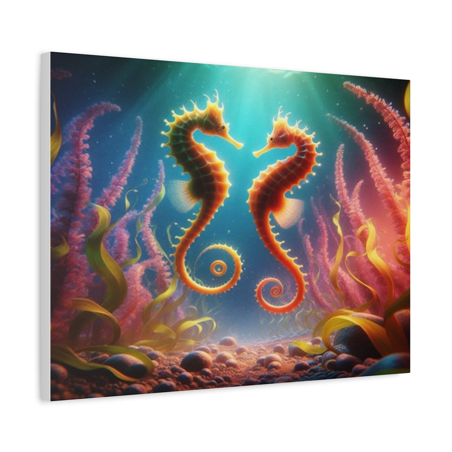 2 Seahorses In Sea Plants Canvas