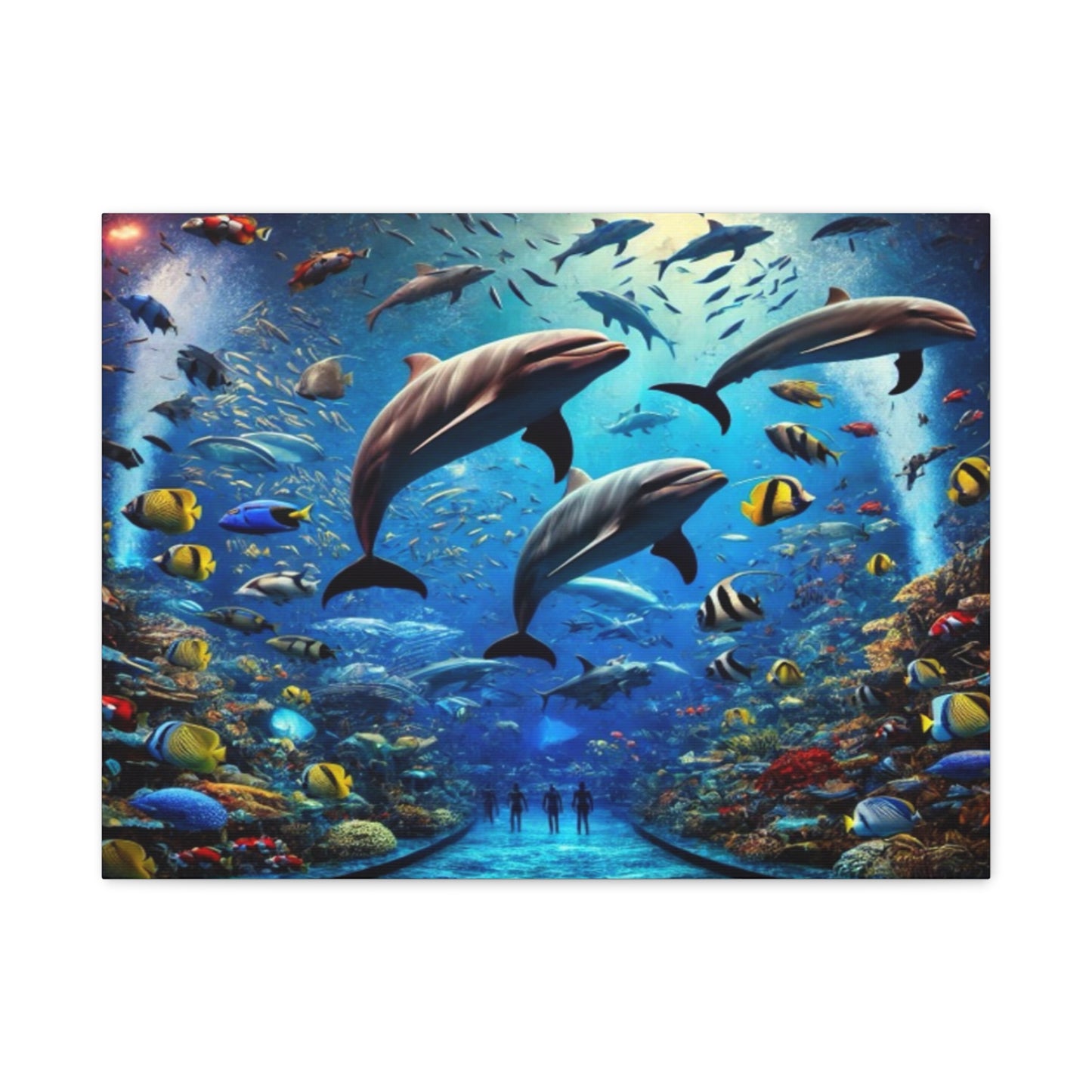 Dolphins And Vibrant Fish Canvas