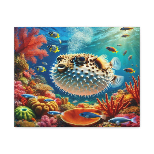 Pufferfish Inflating Canvas Art