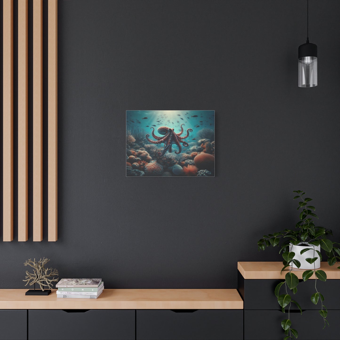 Octopus Swimming In Corals Canvas