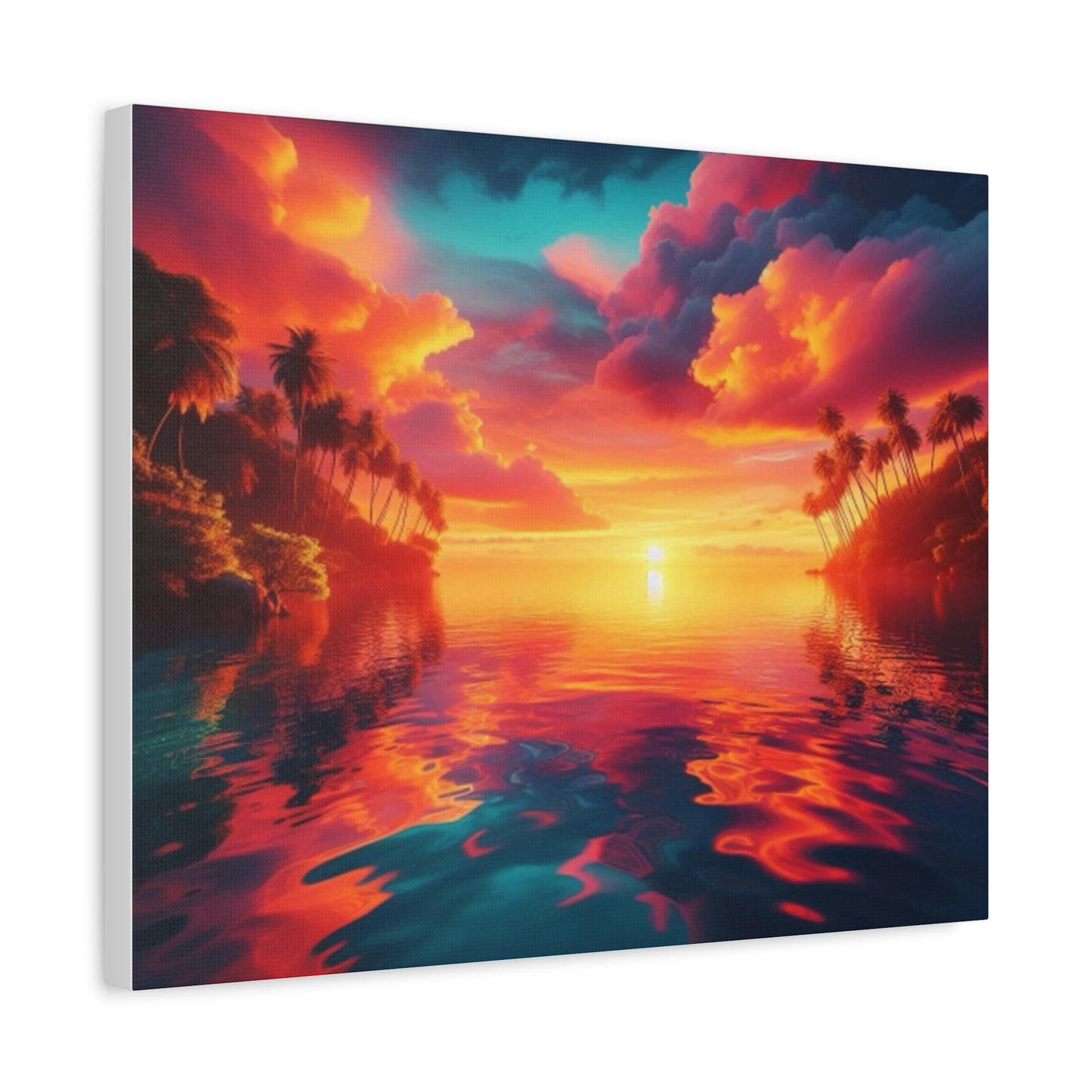 Sea Orange And Pink Tropical Sunset Canvas