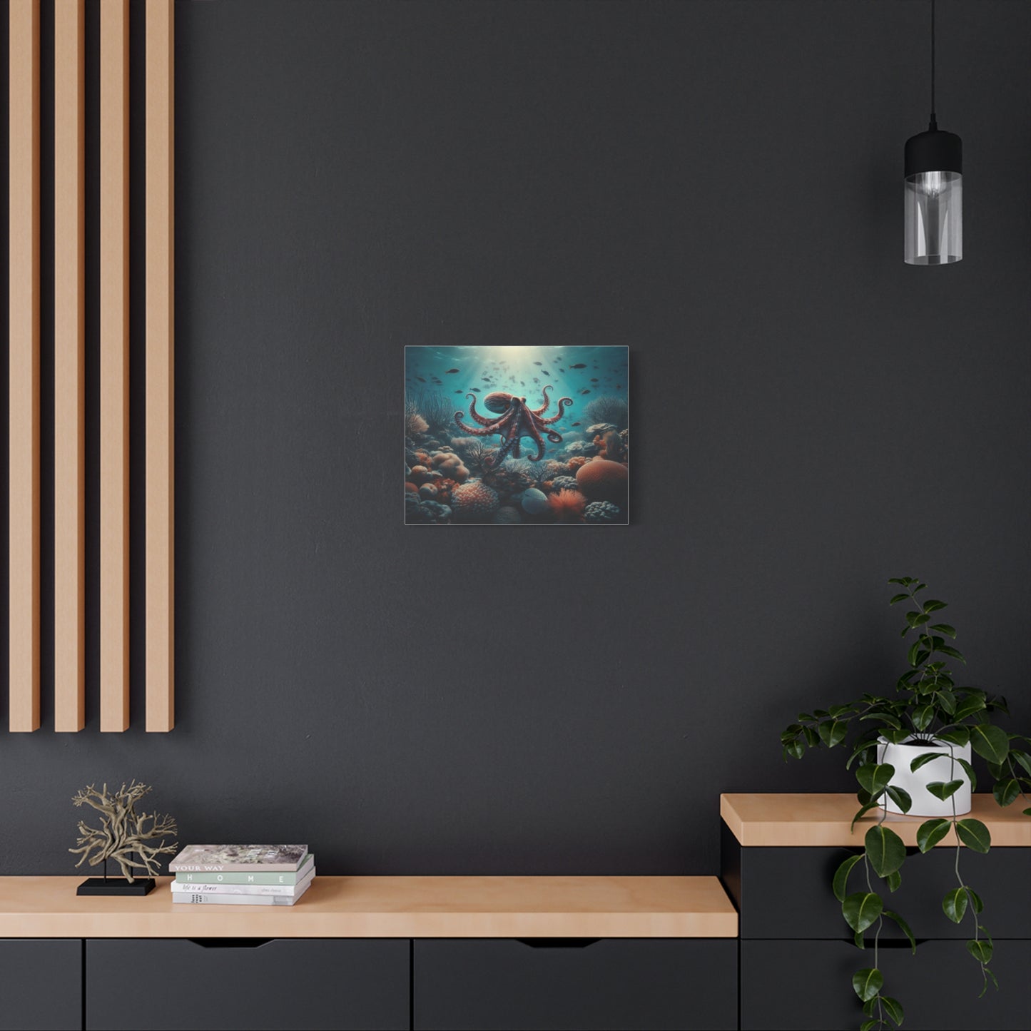 Octopus Swimming In Corals Canvas