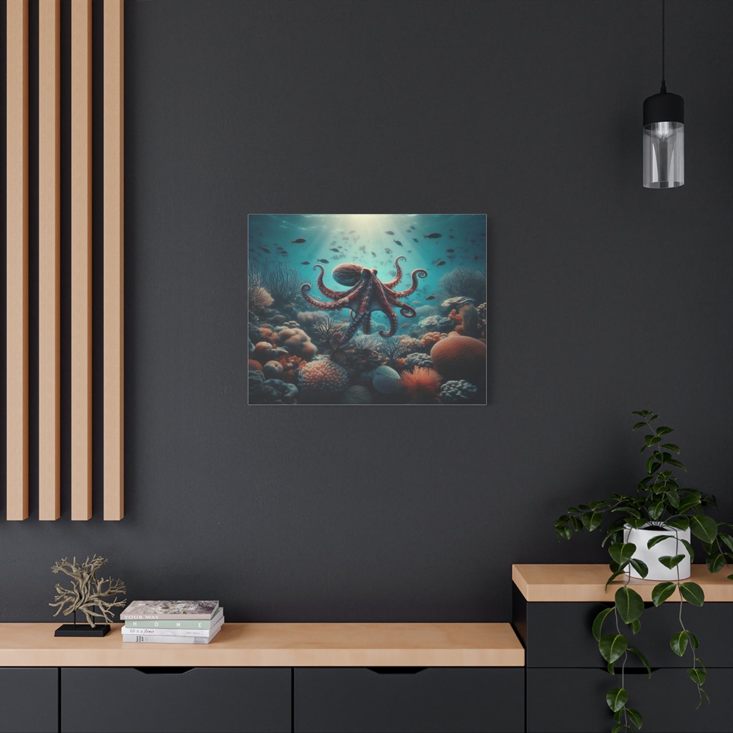 Octopus Swimming In Corals Canvas