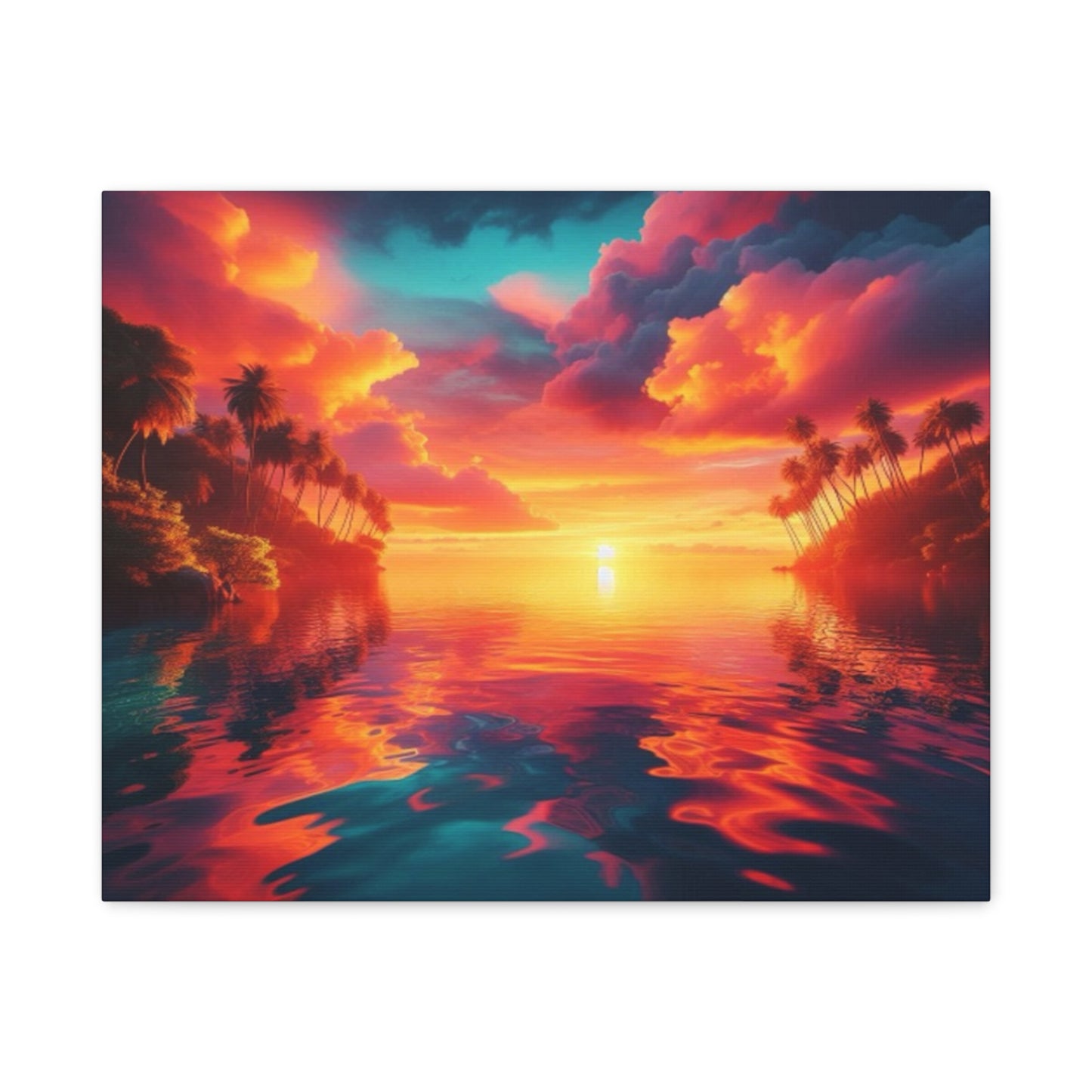 Sea Orange And Pink Tropical Sunset Canvas