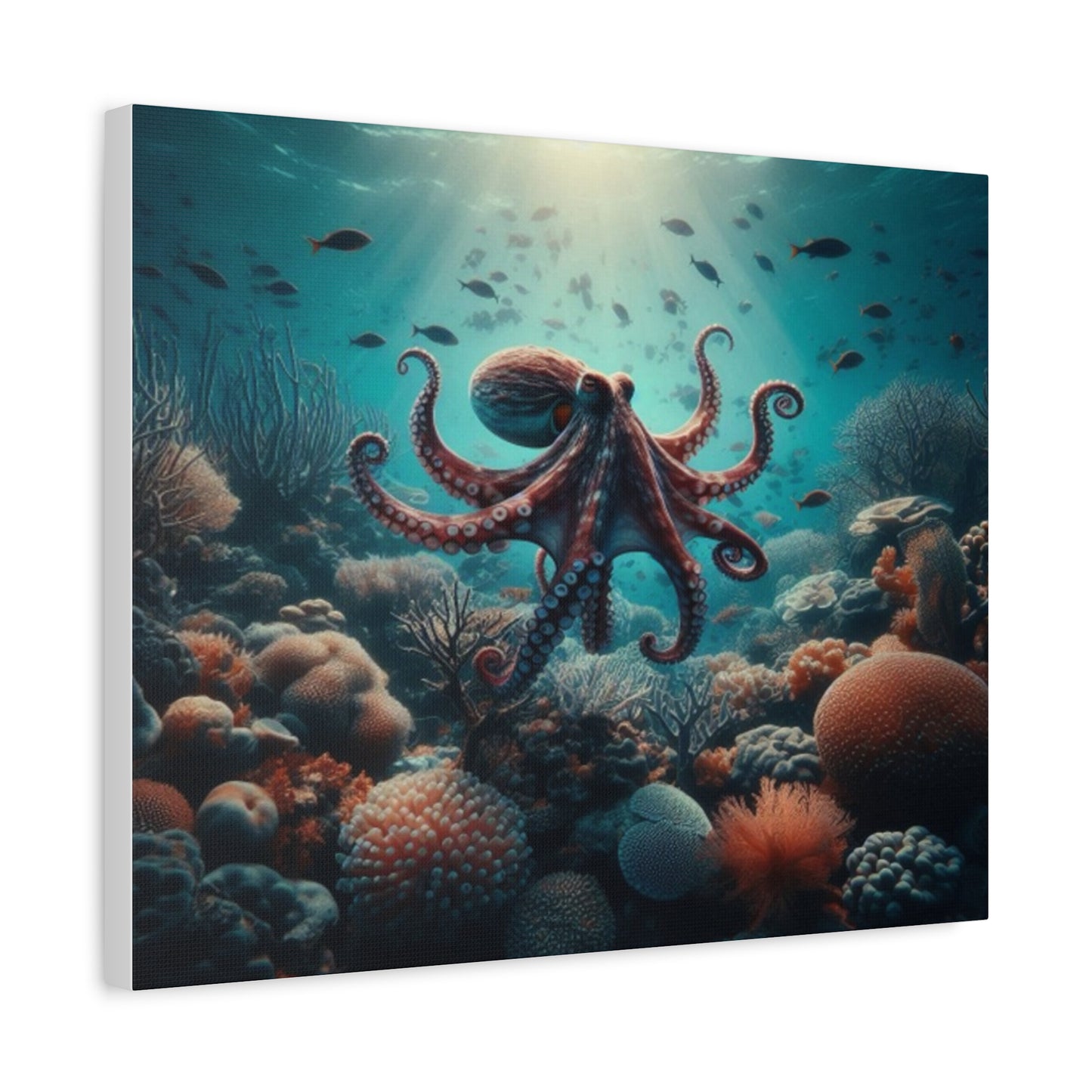 Octopus Swimming In Corals Canvas