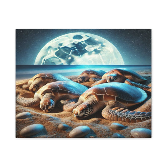 Sea turtles In Moonlight Canvas