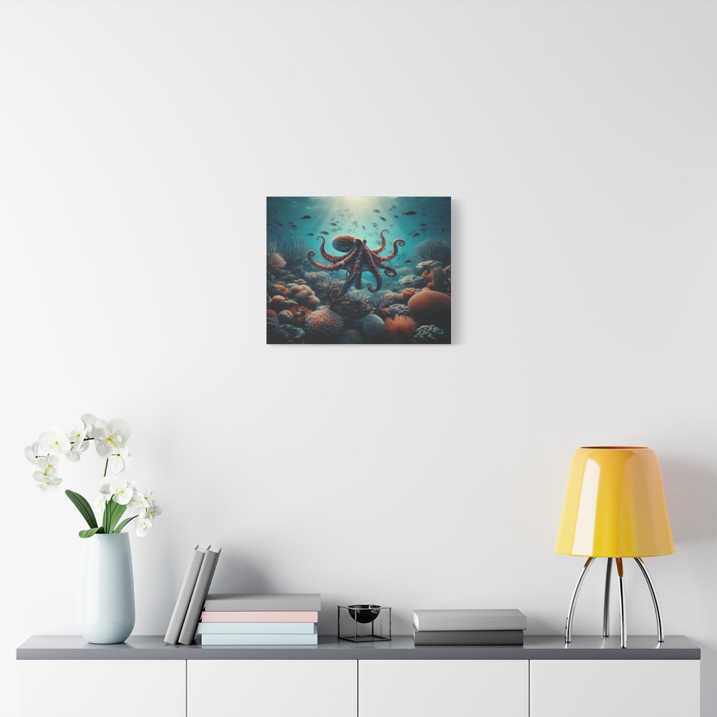 Octopus Swimming In Corals Canvas