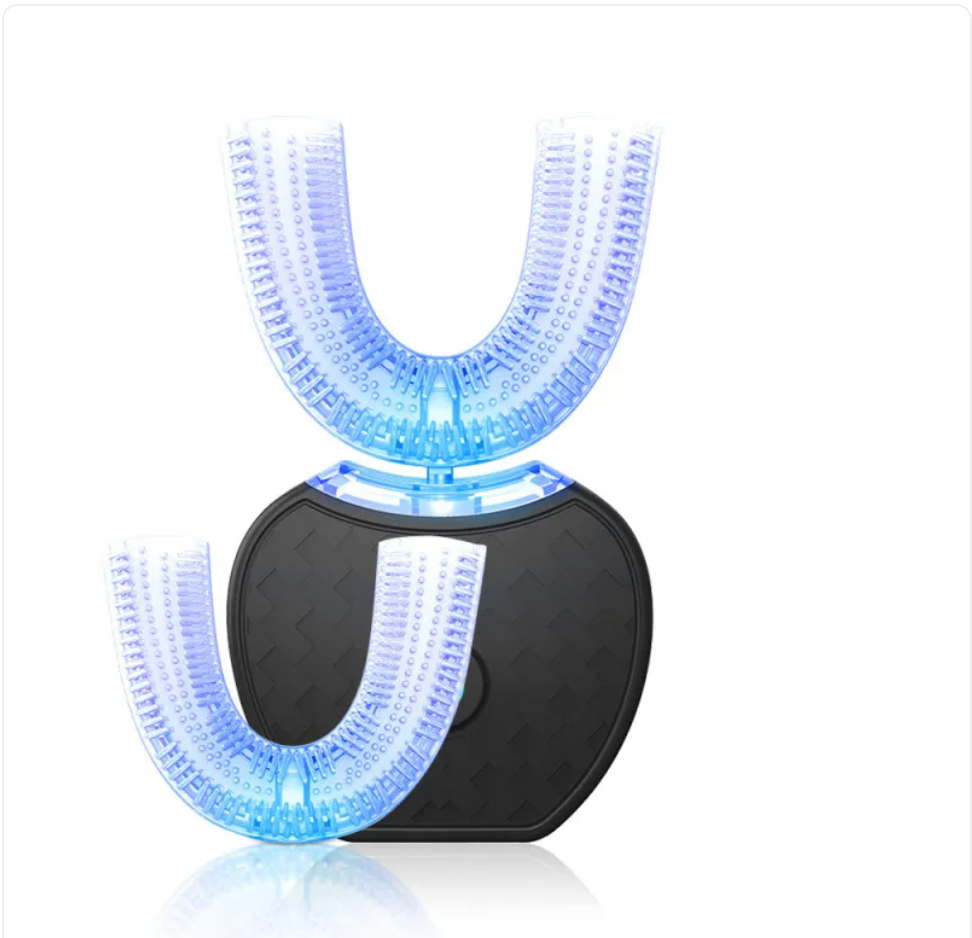 360° Automatic Electric Toothbrush, Waterproof U-Shape with Blue Light Whitening & USB Charging