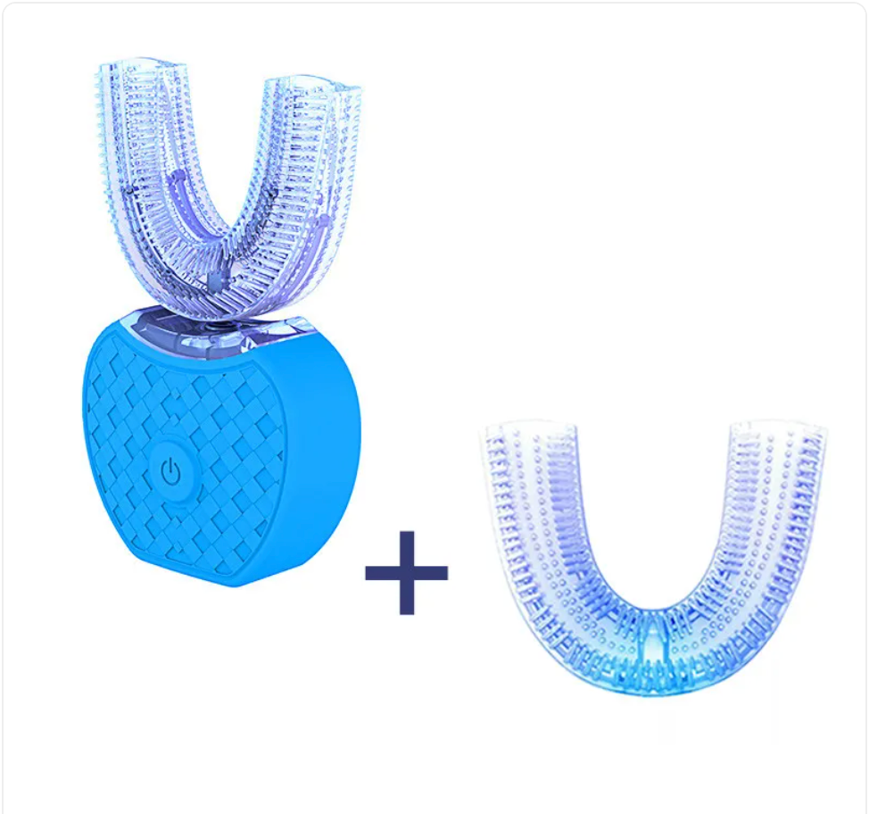 360° Automatic Electric Toothbrush, Waterproof U-Shape with Blue Light Whitening & USB Charging