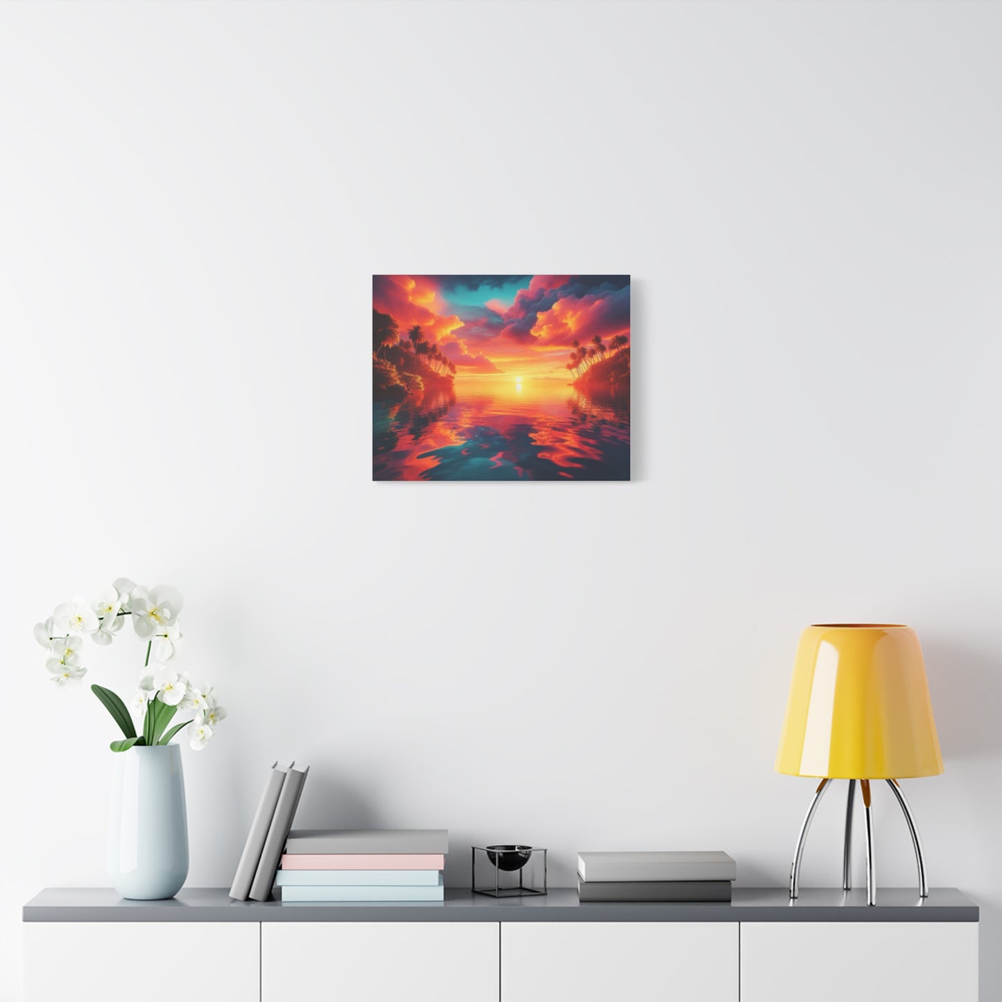 Sea Orange And Pink Tropical Sunset Canvas