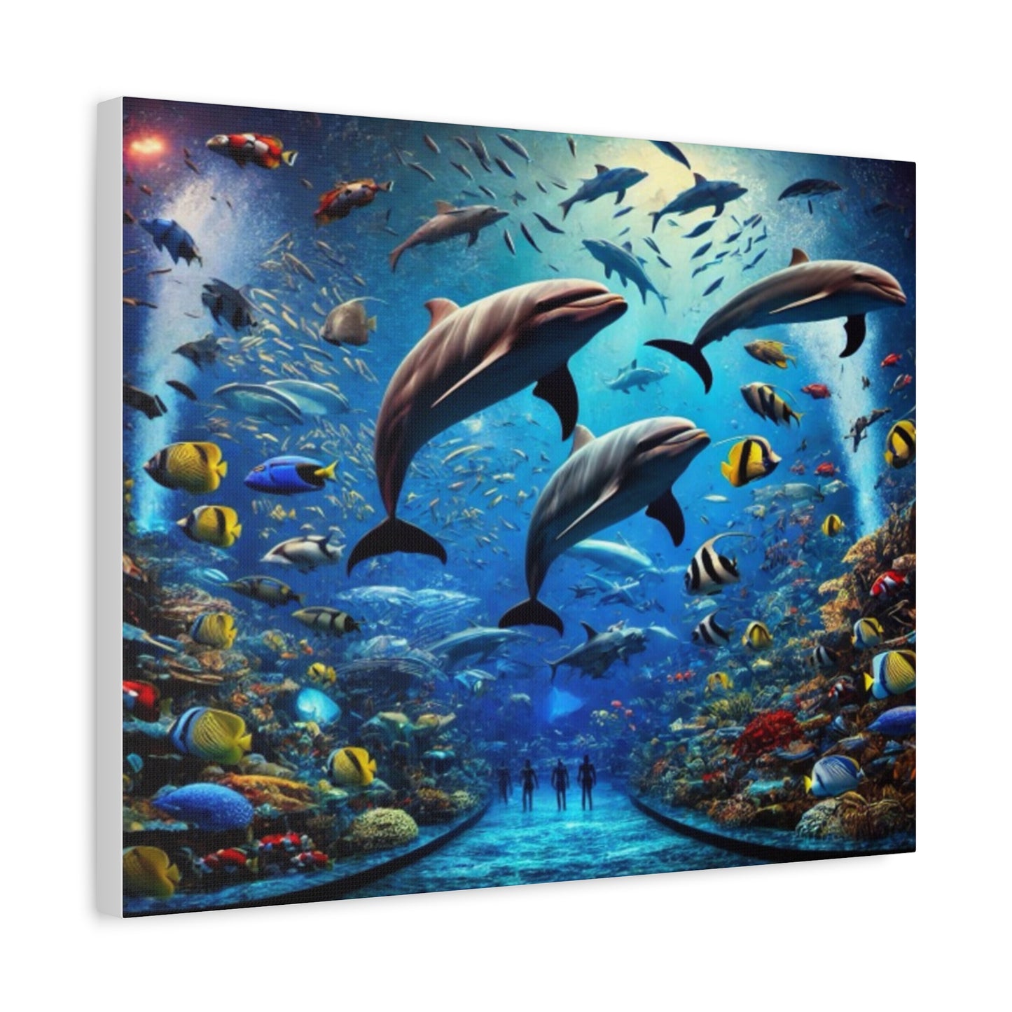 Dolphins And Vibrant Fish Canvas