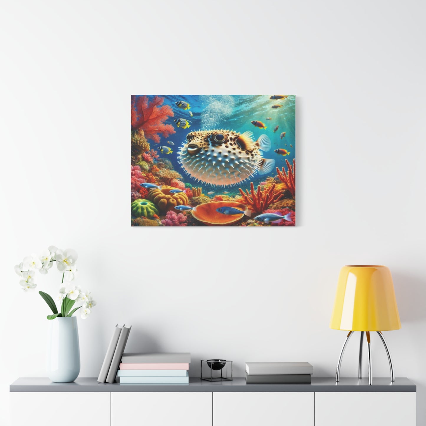 Pufferfish Inflating Canvas Art